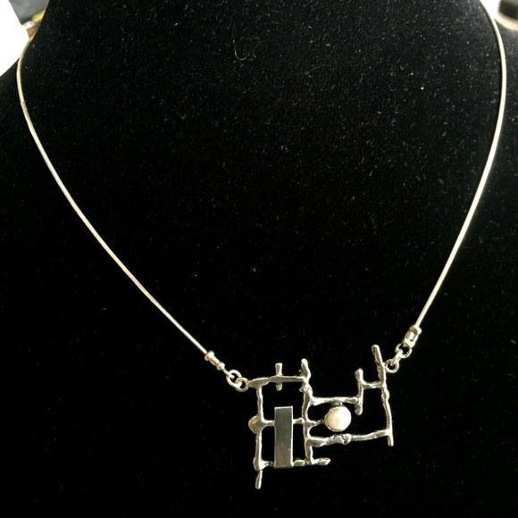 Sterling silver 925 necklace 16'' with pearl - Picture 1 of 8